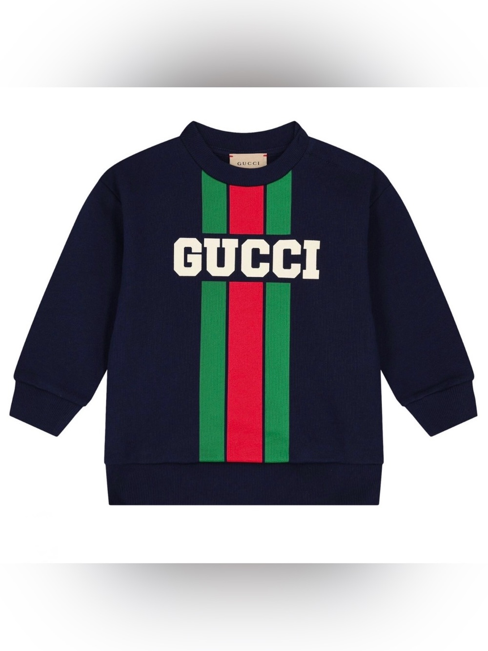 Gucci Kids Navy Sweatshirt with Green & Red Stripe Size: 18/24 months